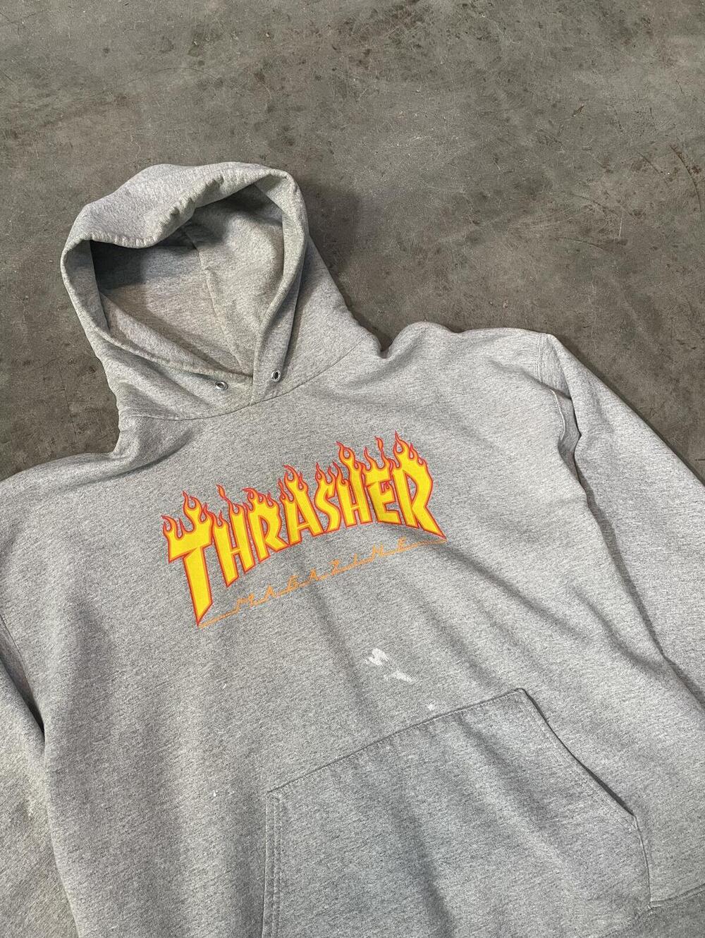 Vintage 1990s Thrasher Hoodie distressed faded XL 24X27 vtg 90s